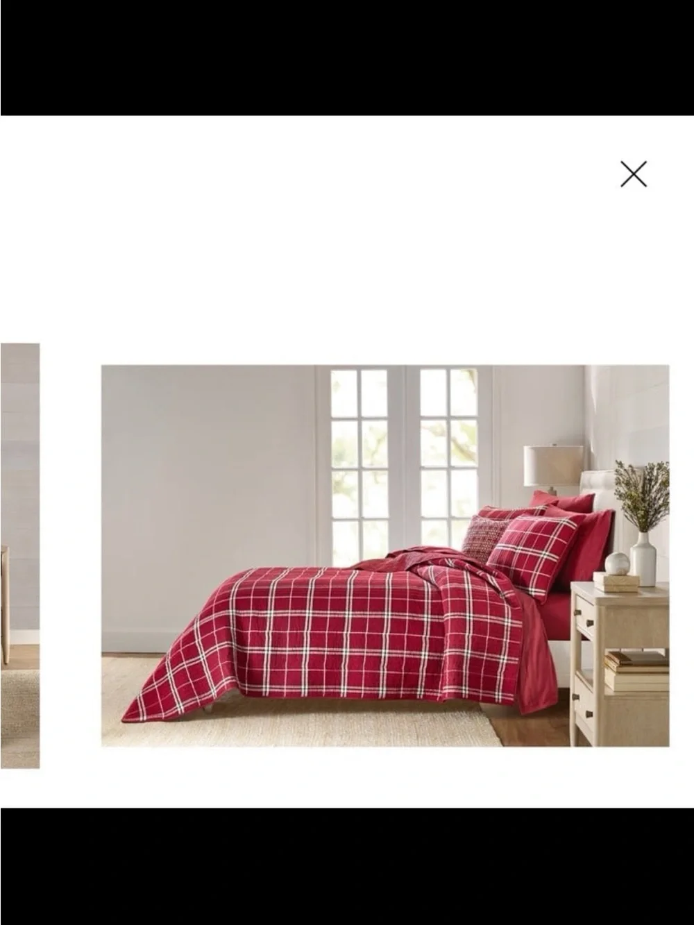 NWT charter club brushed cotton plaid 3-pc quilt set red king MSRP $335